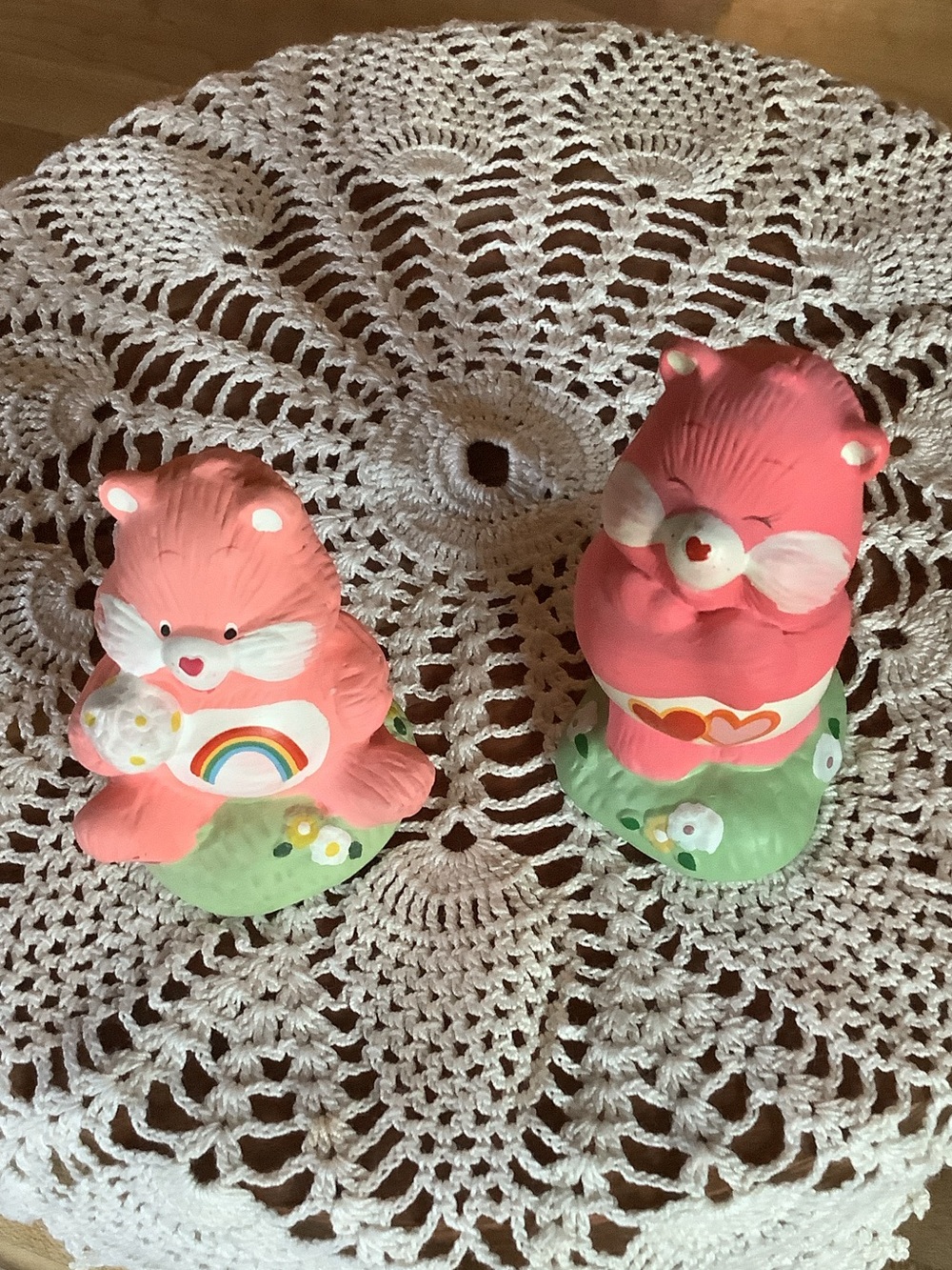 Care Bears Set of 2:  “Love A Lot” with Hearts and “Cheer Bear” with Rainbow.